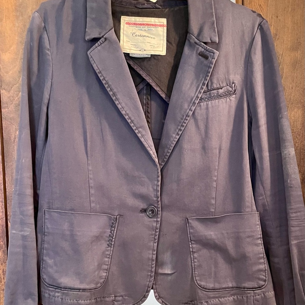 Anthropologie- Cartonnier Navy Blue Cotton Blazer~Jacket